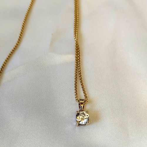 Minimal pendant with sparkling rhinestone and two gold chains, new