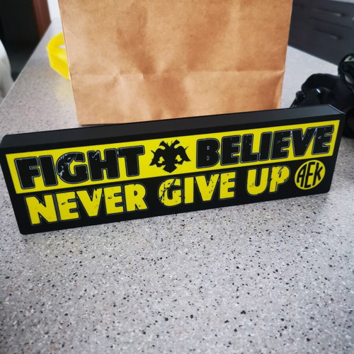 AEK LED Lightbox Fight Believe Never Give Up handmade
