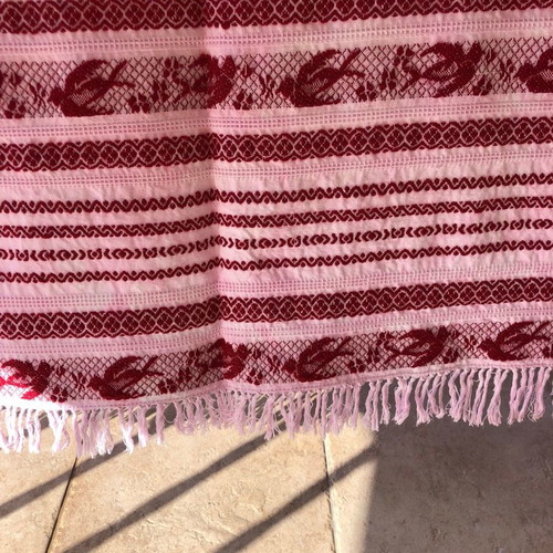 Wool bed sheet new traditional with knitted lace and fringes