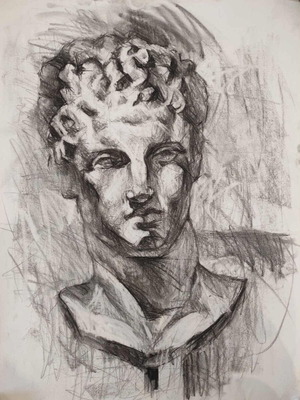 Αρχαία προτομή Ερμή σχέδιο κάρβουνο σε χαρτί 70x50 εκ.