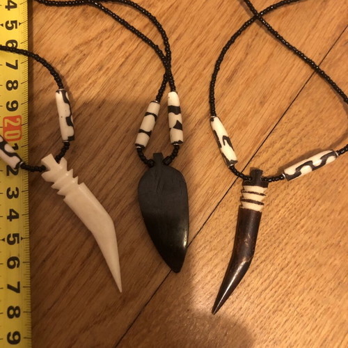 Ethnic handmade necklace set of 3, wood and beads, new