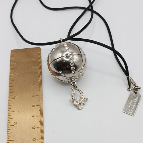 Christian Dior Diorlight vintage long necklace with pendant, silver