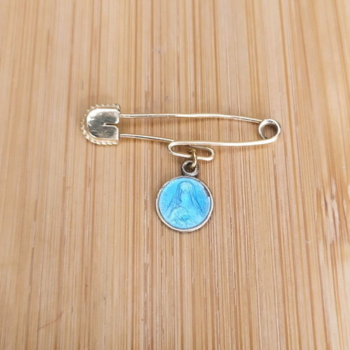 Panagitsa Amulet 14K Gold used with Blue Enamel