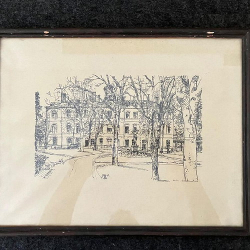 Ink drawing used in frame 26x33 cm