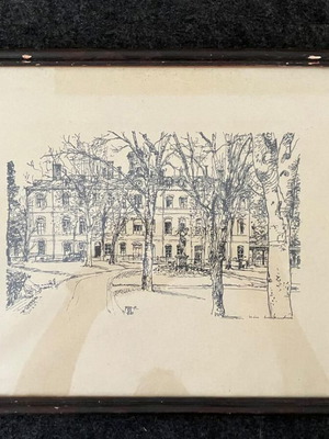 Ink drawing used in frame 26x33 cm