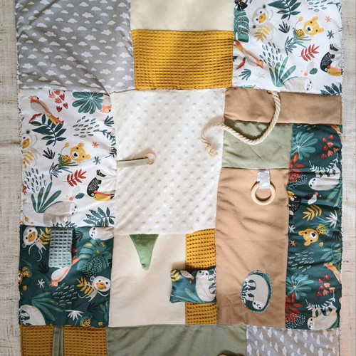 Handmade interactive play mat with sounds and textures new