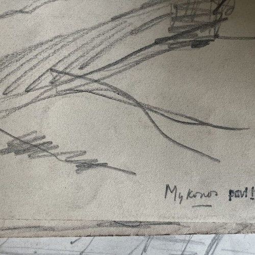 Mykonos drawing 1935 by Paul Hannaux used, graphite on paper