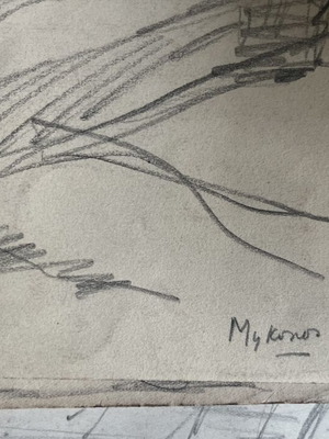 Mykonos drawing 1935 by Paul Hannaux used, graphite on paper