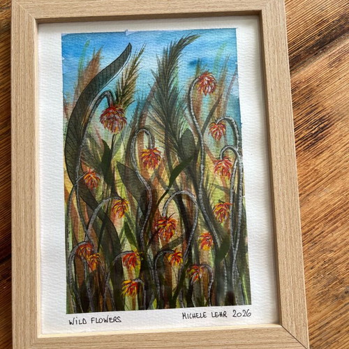 Watercolor in frame new, handmade 22x17