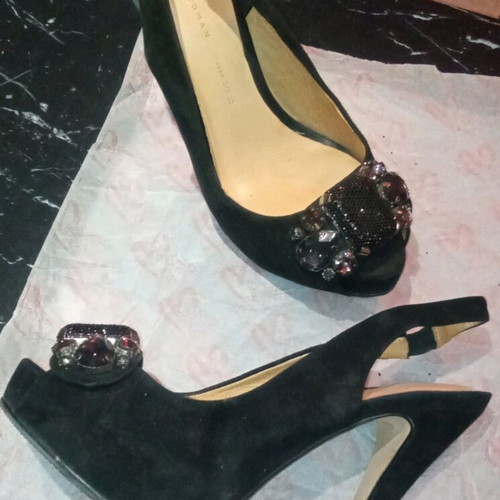 Peep toe Zara black leather like new, size 39