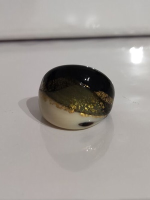 Murano ring N.58 new, handmade glass with gold leaf