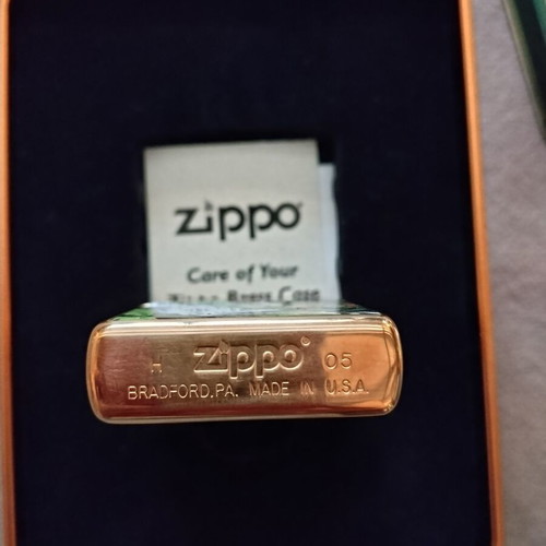 Zippo 1997 Harley-Davidson Bar & Shield lighter like new, high polish brass