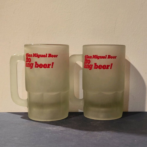 San Miguel beer glasses like new, pair 0.25 l thick glass