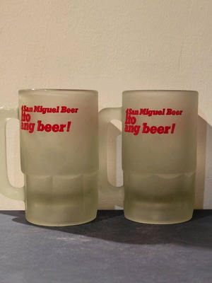 San Miguel beer glasses like new, pair 0.25 l thick glass