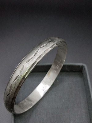 Silver Handmade Carved Bracelet 925, diameter 6.5cm