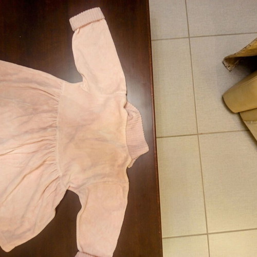 Baby velour dress used, pink with embroidered bears 12 months