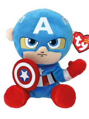 Fluffy Captain America TY Beanie Babies 15cm new