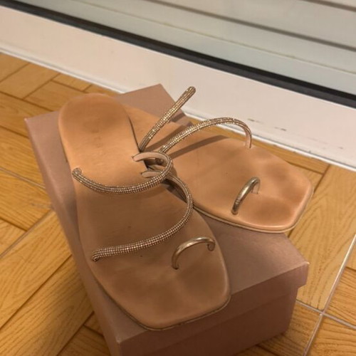 Sandals like new, summer style, size 40, beige and gold