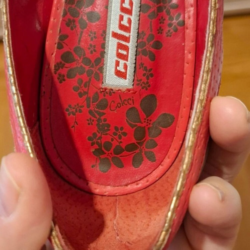 Shoes like new, brown and red leather pumps, size 39