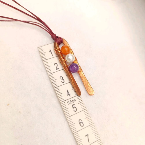 Handmade pendant with semi-precious stones and copper wire
