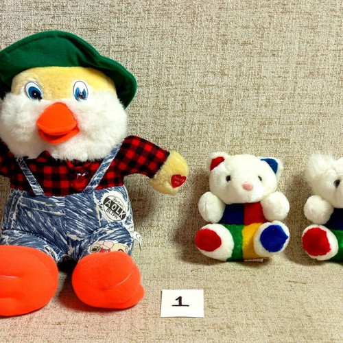 Plush Dolls Animals New, Pack of 3, 90s Vintage Bird and Bear