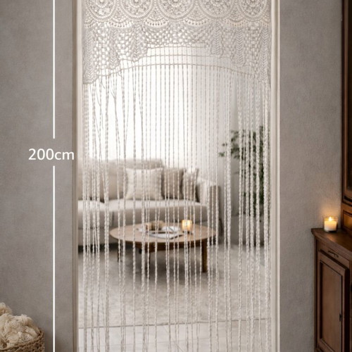 Handmade Lace Door Curtain Boho Macrame White 90x200cm like new