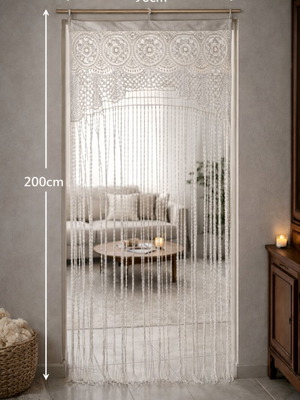 Handmade Lace Door Curtain Boho Macrame White 90x200cm like new