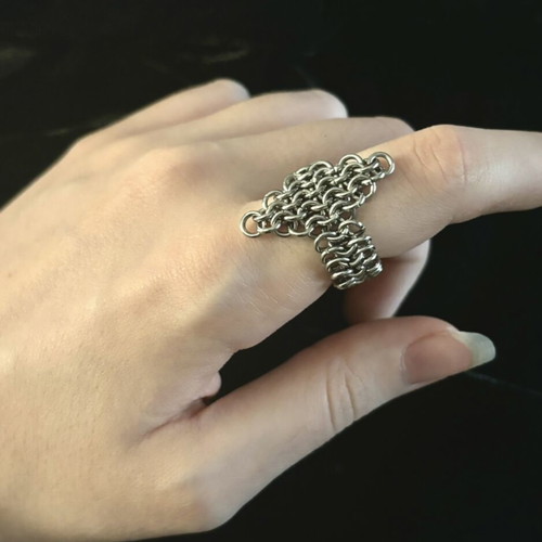 Chainmail ring handmade silver, new stainless steel