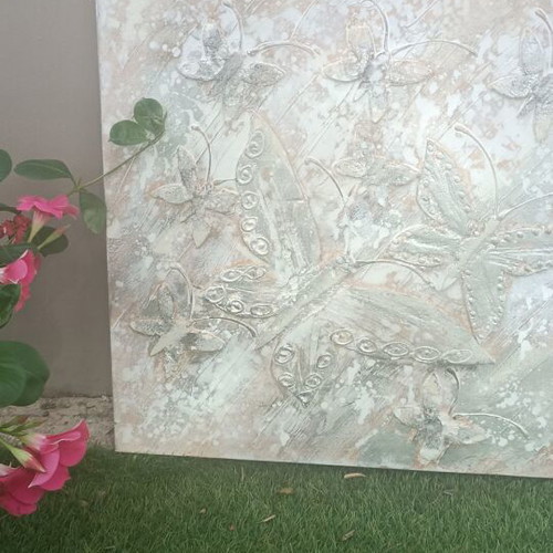 Canvas painting used with butterfly theme