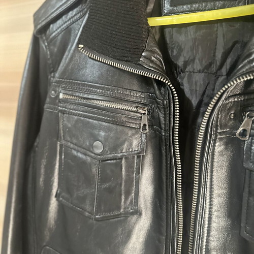 Brokers Jeans men's leather jacket, black, size L