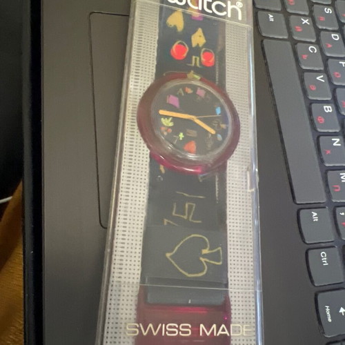 Swatch Pop Alice PWK165 watch new vintage 1992, purple and pink