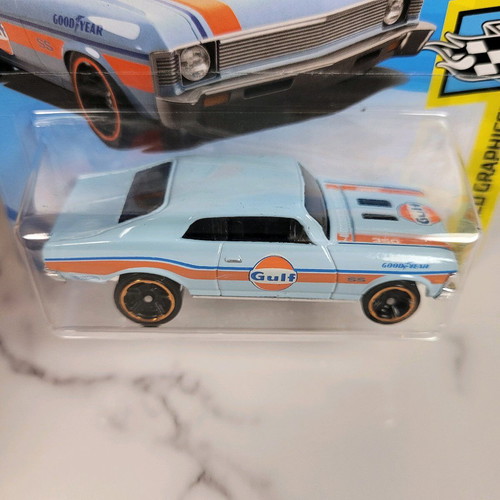 Hot Wheels 68 Chevy Nova Gulf Blue like new