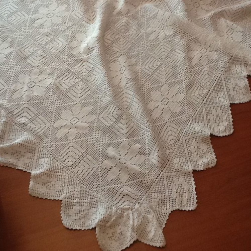 Handmade white cotton blanket 2.20m x 2.20m new