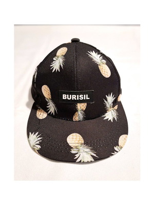 Burisil Jockey hat new, adjustable, black with pineapple design