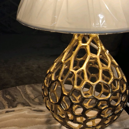 Table lamp like new, gold with white shade
