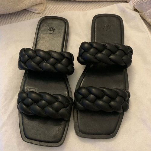 H&M black sandals like new, size 41, braided faux leather