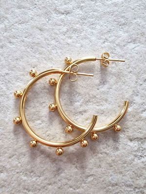 Gold Stainless Steel Hoop Earrings new with beads