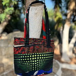 Handmade reversible patchwork shoulder bag, black multicolor