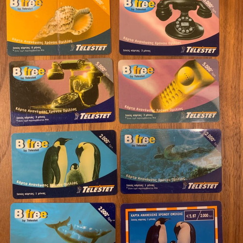 Bfree by Telestet collectible phone cards used, set of 8