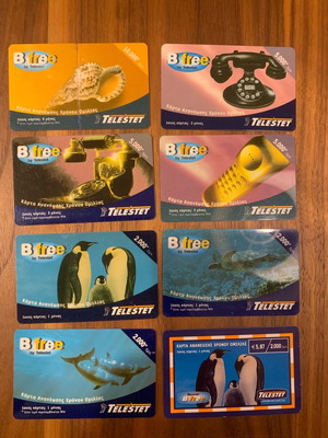 Bfree by Telestet collectible phone cards used, set of 8