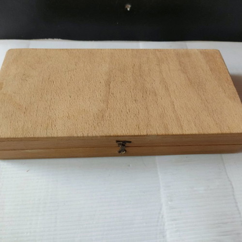 School pencil case used, wooden with small abacus