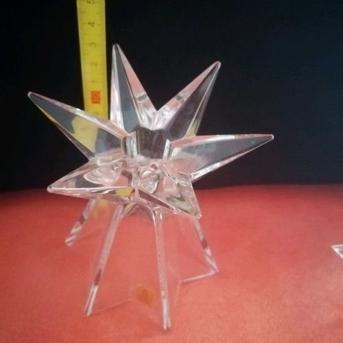 Crystal star-shaped candlesticks new, German origin, set of 2