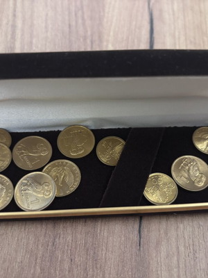 Rare 1973 Greek 1 Drachma and 50 Lepta Coins used, set of 14