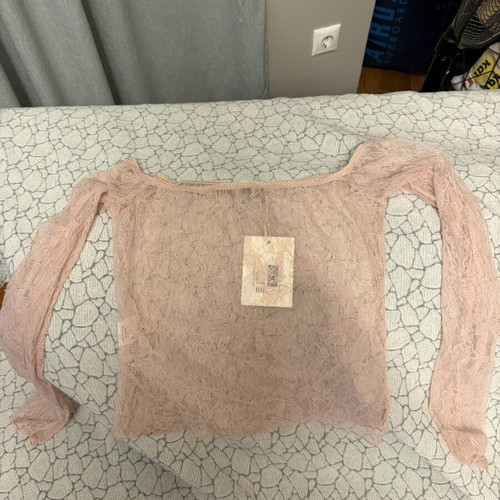 Mind Your Style transparent blouse top, pink, size M