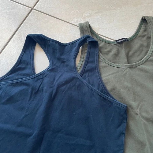 Paco & Co Athletic Tank Tops like new, navy and khaki, set of 2