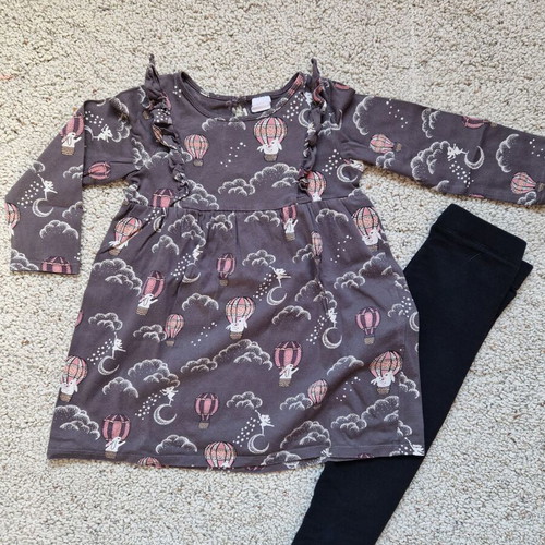 Set H&M leggings-dress 98cm like new, black and pink