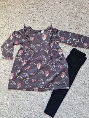 Set H&M leggings-dress 98cm like new, black and pink