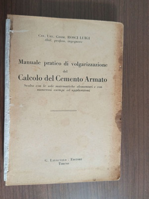 Βιβλίο Calcolo del Cemento Armato μεταχειρισμένο, ιταλικά