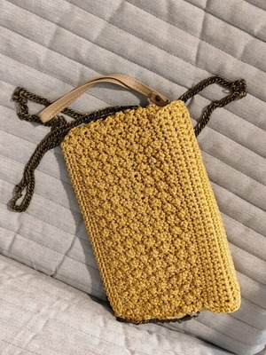 Knitted shoulder bag yellow new