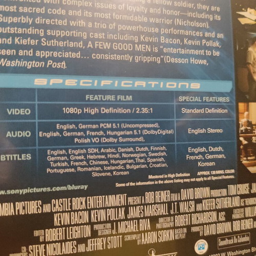 A Few Good Men Blu-Ray like new with Greek subtitles